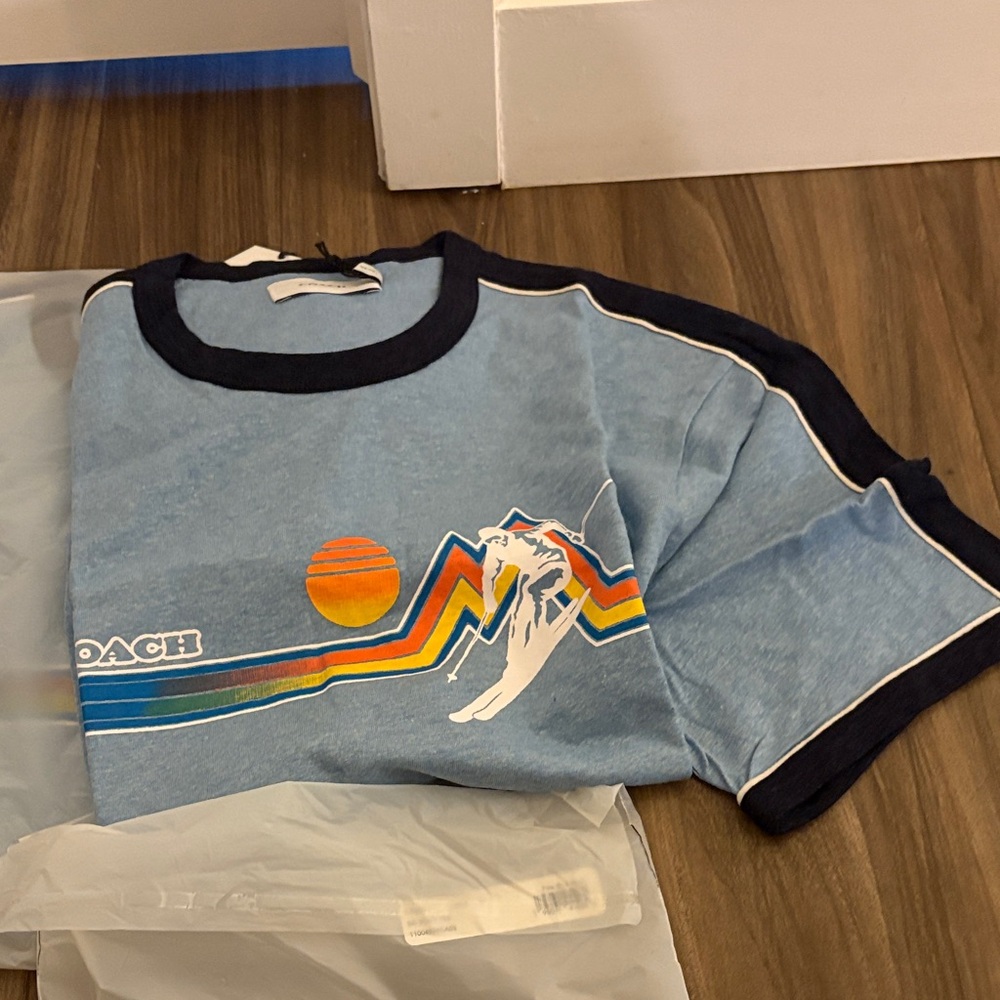 Coach Blue and Orange Graphic Tee NWT